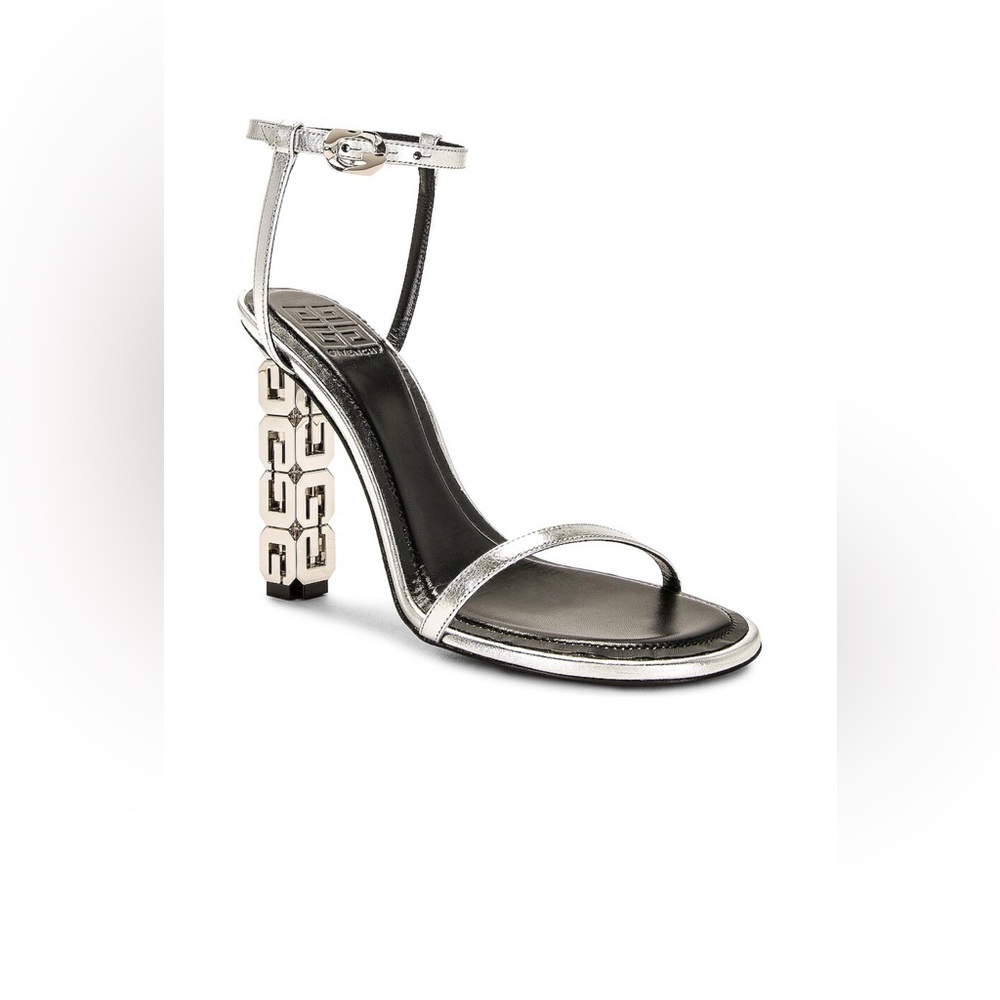 Givenchy G Cube 105 Metallic Leather Ankle-Strap Sandals